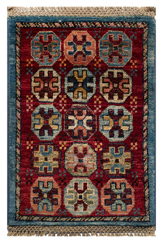 26664 - Chobi Hand-Knotted/Handmade Afghan Tribal/Nomadic Authentic/Size: 2'0" x 1'3"