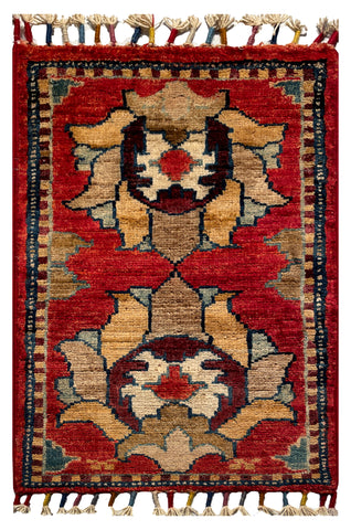 26549-Chobi Ziegler Hand-Knotted/Handmade Afghan Rug/Carpet Modern Authentic/Size: 2'0" x 1'3"/61cm x 38cm