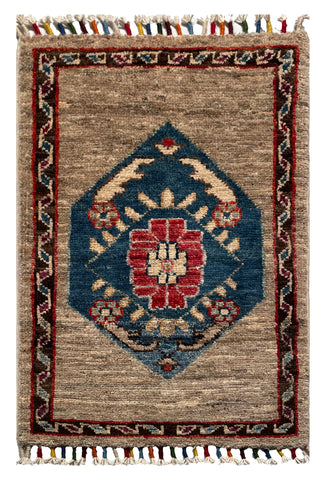 26331-Chobi Ziegler Hand-Knotted/Handmade Afghan Rug/Carpet Modern Authentic/Size: 2'0" x 1'3"