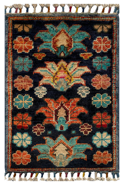 26543-Chobi Ziegler Hand-Knotted/Handmade Afghan Rug/Carpet Modern Authentic/Size: 2'0" x 1'3"