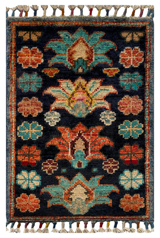 26543-Chobi Ziegler Hand-Knotted/Handmade Afghan Rug/Carpet Modern Authentic/Size: 2'0" x 1'3"/61cm x 38cm