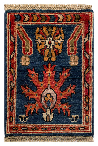 26660 - Chobi Hand-Knotted/Handmade Afghan Tribal/Nomadic Authentic/Size: 2'0" x 1'3"/61cm x 38cm