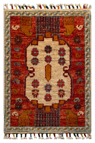 26330-Chobi Ziegler Hand-Knotted/Handmade Afghan Rug/Carpet Modern Authentic/Size: 2'0" x 1'3"