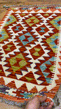 26043B- Kelim Hand-Woven/Flat Weaved/Handmade Afghan /Carpet Tribal/Nomadic Authentic/Size: 2'11" x 2'0"