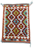 26043B- Kelim Hand-Woven/Flat Weaved/Handmade Afghan /Carpet Tribal/Nomadic Authentic/Size: 2'11" x 2'0"