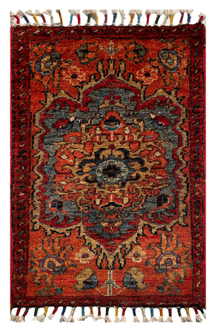 26325-Chobi Ziegler Hand-Knotted/Handmade Afghan Rug/Carpet Modern Authentic/Size: 1'9" x 1'2"