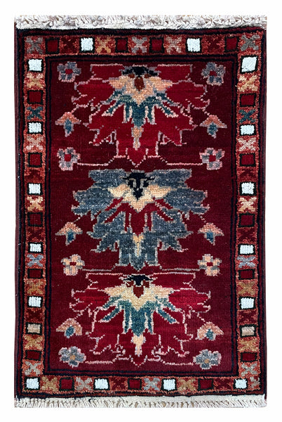 26559-Chobi Ziegler Hand-Knotted/Handmade Afghan Rug/Carpet Modern Authentic/Size: 2'0" x 1'3"/61cm x 38cm