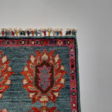 26327-Chobi Ziegler Hand-Knotted/Handmade Afghan Rug/Carpet Modern Authentic/Size: 2'0" x 1'3"
