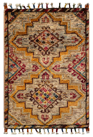 26329-Chobi Ziegler Hand-Knotted/Handmade Afghan Rug/Carpet Modern Authentic/Size: 2'0" x 1'3"