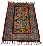 26535-Chobi Ziegler Hand-Knotted/Handmade Afghan Rug/Carpet Modern Authentic/Size: 2'0" x 1'3"