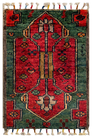 26544-Chobi Ziegler Hand-Knotted/Handmade Afghan Rug/Carpet Modern Authentic/Size: 2'0" x 1'3"