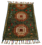 26536-Chobi Ziegler Hand-Knotted/Handmade Afghan Rug/Carpet Modern Authentic/Size: 2'0" x 1'3"