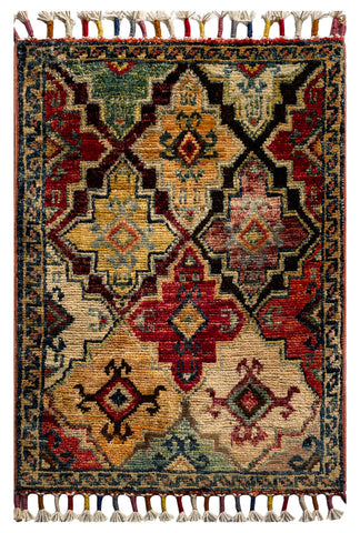 26547-Chobi Ziegler Hand-Knotted/Handmade Afghan Rug/Carpet Modern Authentic/Size: 2'0" x 1'3"/61cm x 38cm