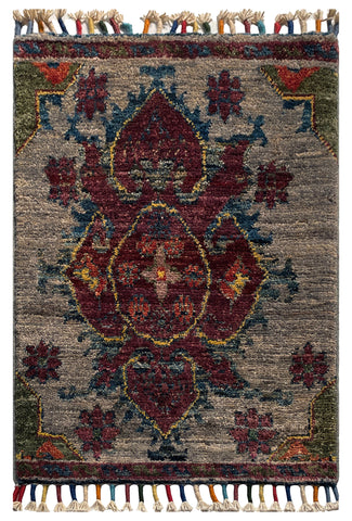 26534-Chobi Ziegler Hand-Knotted/Handmade Afghan Rug/Carpet Modern Authentic/Size: 2'0" x 1'3"