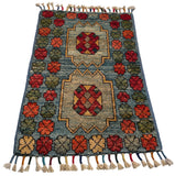 26533-Chobi Ziegler Hand-Knotted/Handmade Afghan Rug/Carpet Modern Authentic/Size: 2'0" x 1'3"