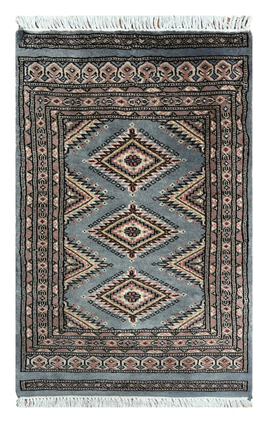 25097- Jaldar Hand-knotted/Handmade Pakistani Rug/Carpet Traditional Authentic/Size: 3'4" x 2'0"/102cm x 61cm