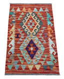 26062- Kelim Hand-Woven/Flat Weaved/Handmade Afghan /Carpet Tribal/Nomadic Authentic/Size: 3'2" x 2'0"/97cm x 61cm