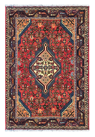 25501-Hamadan Hand-Knotted/Handmade Persian Rug/Carpet Traditional Authentic/ Size: 3'10" x 2'7" /117cm x 79cm