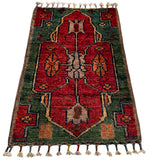 26540-Chobi Ziegler Hand-Knotted/Handmade Afghan Rug/Carpet Modern Authentic/Size: 2'0" x 1'3"