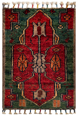 26540-Chobi Ziegler Hand-Knotted/Handmade Afghan Rug/Carpet Modern Authentic/Size: 2'0" x 1'3"/61cm x 38cm