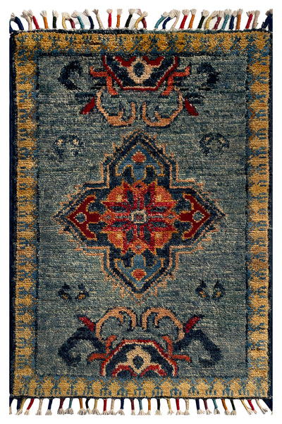 26537-Chobi Ziegler Hand-Knotted/Handmade Afghan Rug/Carpet Modern Authentic/Size: 2'0" x 1'3"
