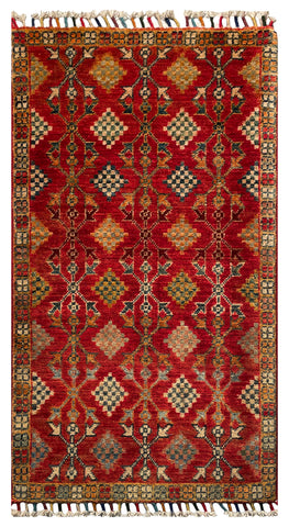 26263-Chobi Ziegler Hand-Knotted/Handmade Afghan Rug/Carpet Modern Authentic/Size: 3'2" x 1'7"