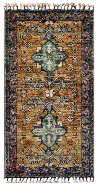 26499-Chobi Ziegler Hand-Knotted/Handmade Afghan Rug/Carpet Modern Authentic/Size: 3'3" x 1'6"