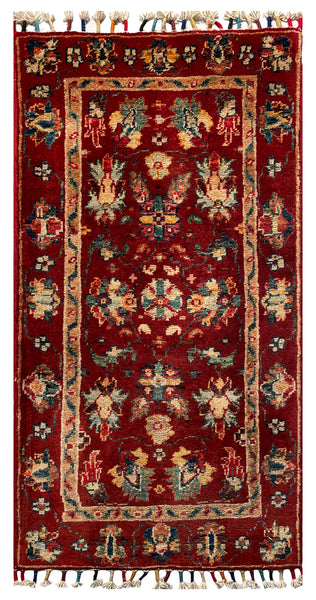 26273-Chobi Ziegler Hand-Knotted/Handmade Afghan Rug/Carpet Modern Authentic/Size: 3'2" x 1'7"/97cm x 48cm