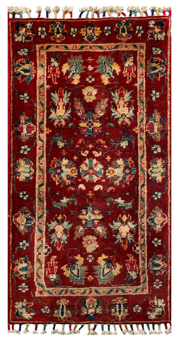 26273-Chobi Ziegler Hand-Knotted/Handmade Afghan Rug/Carpet Modern Authentic/Size: 3'2" x 1'7"/97cm x 48cm