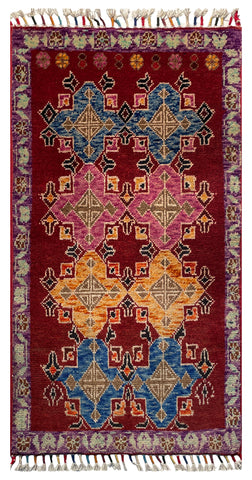26158-Chobi Ziegler Hand-Knotted/Handmade Afghan Rug/Carpet Modern Authentic/Size: 3'2" x 1'6"