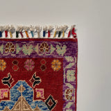 26158-Chobi Ziegler Hand-Knotted/Handmade Afghan Rug/Carpet Modern Authentic/Size: 3'2" x 1'6"