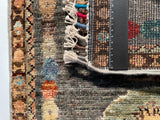 26476-Chobi Ziegler Hand-Knotted/Handmade Afghan Rug/Carpet Modern Authentic/Size: 3'3" x 1'7"