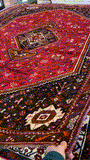 27862- Shiraz Persian Hand-knotted/Authentic/Traditional Nomadic/Tribal / Size: 8'8" x 5'10"/264cm x 178cm