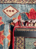 26497-Chobi Ziegler Hand-Knotted/Handmade Afghan Rug/Carpet Modern Authentic/Size: 3'4" x 1'7"