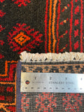 27887- Balutch Persian Hand-knotted Authentic/Nomadic/Tribal Rug/Carpet/ Size: 9'9" x 4'7"/297cm x 140cm