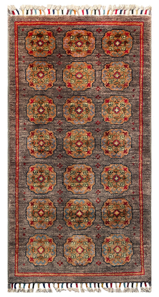 26272-Chobi Ziegler Hand-Knotted/Handmade Afghan Rug/Carpet Modern Authentic/Size: 3'3" x 1'7"
