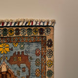 26475-Chobi Ziegler Hand-Knotted/Handmade Afghan Rug/Carpet Modern Authentic/Size: 3'3" x 1'6"