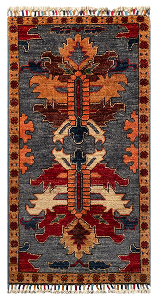 26255-Chobi Ziegler Hand-Knotted/Handmade Afghan Rug/Carpet Modern Authentic/Size: 3'4" x 1'7"
