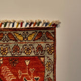 26333-Chobi Ziegler Hand-Knotted/Handmade Afghan Rug/Carpet Modern Authentic/Size: 3'3" x 1'7"