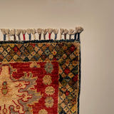 26478-Chobi Ziegler Hand-Knotted/Handmade Afghan Rug/Carpet Modern Authentic/Size: 3'2" x 1'7"