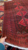 27890- Royal Balutch Persian Hand-knotted Authentic/Nomadic/Tribal Rug/Carpet/ Size: 7'7" x 3'7"/231cm x 109cm