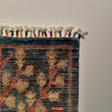 26161-Chobi Ziegler Hand-Knotted/Handmade Afghan Rug/Carpet Modern Authentic/Size: 3'2" x 1'7"