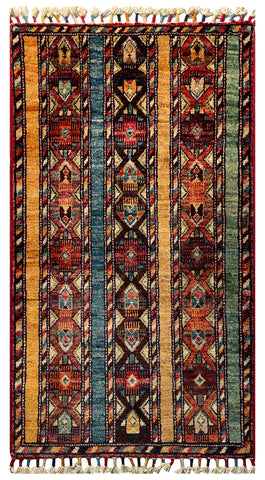 26267-Chobi Ziegler Hand-Knotted/Handmade Afghan Rug/Carpet Modern Authentic/Size: 3'4" x 1'8"