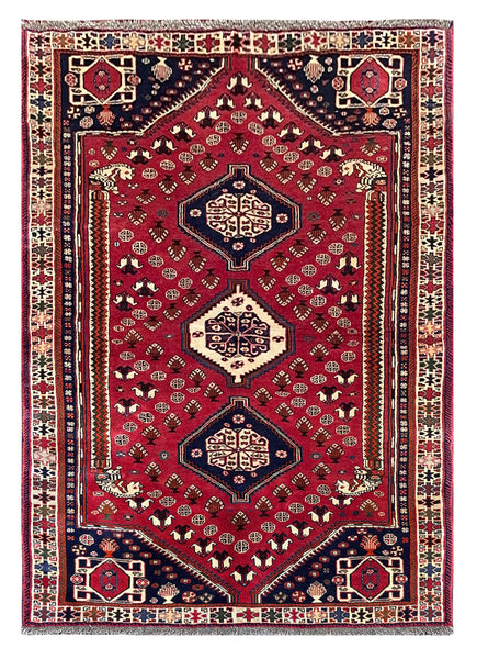 27860- Shiraz Persian Hand-knotted/Authentic/Traditional Nomadic/Tribal / Size: 8'4" x 5'3"/254cm x 160cm