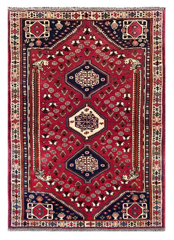 27860- Shiraz Persian Hand-knotted/Authentic/Traditional Nomadic/Tribal / Size: 8'4" x 5'3"/254cm x 160cm