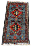26481-Chobi Ziegler Hand-Knotted/Handmade Afghan Rug/Carpet Modern Authentic/Size: 3'4" x 1'6"