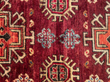 26507-Chobi Ziegler Hand-Knotted/Handmade Afghan Rug/Carpet Modern Authentic/Size: 3'2" x 1'7"