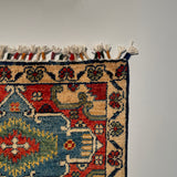 26163-Chobi Ziegler Hand-Knotted/Handmade Afghan Rug/Carpet Modern Authentic/Size: 3'2" x 1'6"