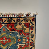 26163-Chobi Ziegler Hand-Knotted/Handmade Afghan Rug/Carpet Modern Authentic/Size: 3'2" x 1'6"/97cm x 46cm