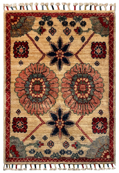 26487-Chobi Ziegler Hand-Knotted/Handmade Afghan Rug/Carpet Modern Authentic/Size: 2'7" x 1'8"